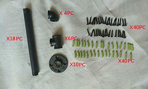 Diwhy Diy Industrial Black Pipe Bookshelf Wall Ceiling Mounted Open Bookshelf Parts Bracket Kit Diy Project (2 Pcs 5 Tier Pipe Shelf Hardware Only) #TOP4