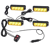 Strobe-Modus: Die LED-Warnlichtleisten verfügen über 18 ausgewählte Blinkmodi, die Ihren unterschiedlichen Anforderungen entsprechen. Mit dem Musterschalter müssen Sie nur den Schalter drücken, um den Modus zu ändern. Leicht zu bedienen.