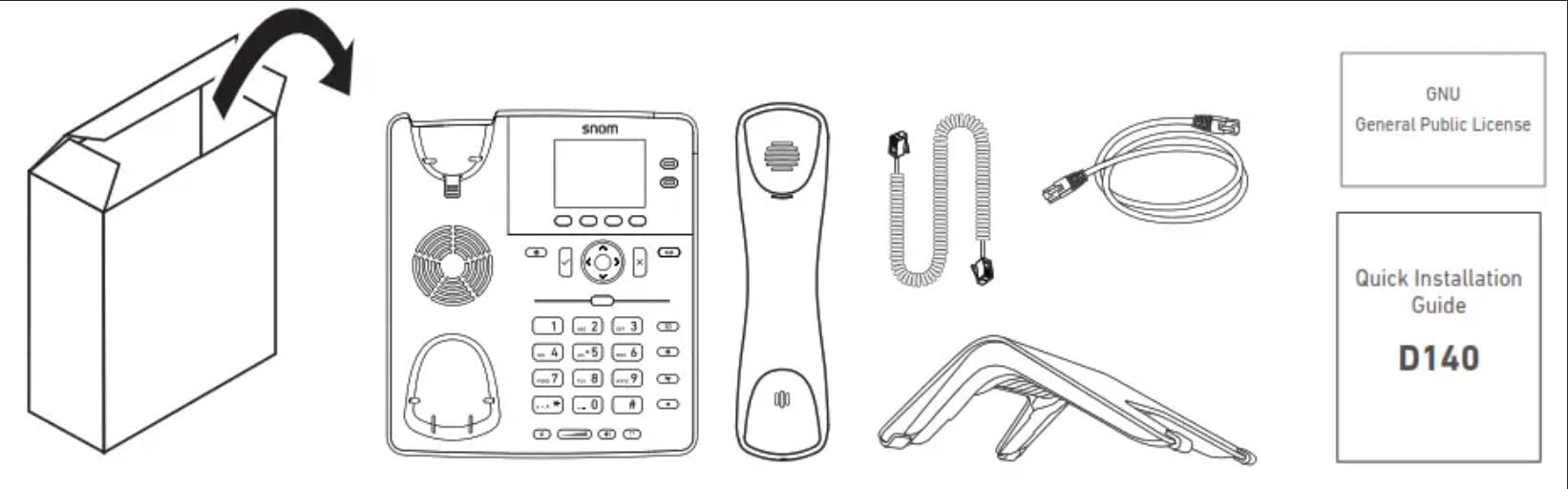Snom D140 TeléFono Fijo Snom para Oficina - Pantalla LCD 2,8, 2 Identidades Sip, Consumo Bajo - Ideal para Ver Teléfonos Fijos O como TeléFono De Casa Fijo - Color Gris Pizarra