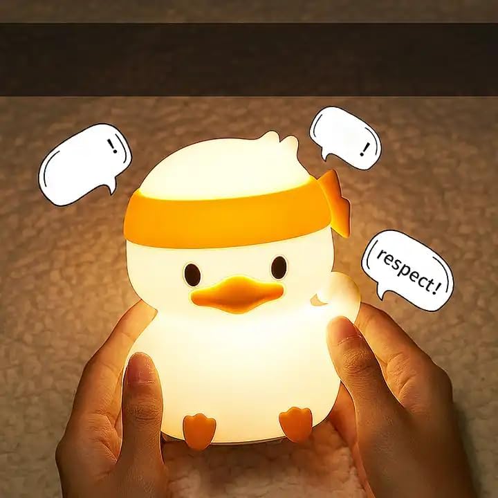 Image of Heavy Quality Soft Silicone Kids Night Lights Lamps for Decoration Warm Dimmable USB Rechargeable Lamps Touch Control Sensor Duck Lamp for Baby Room /Bedroom /Living Room /Home