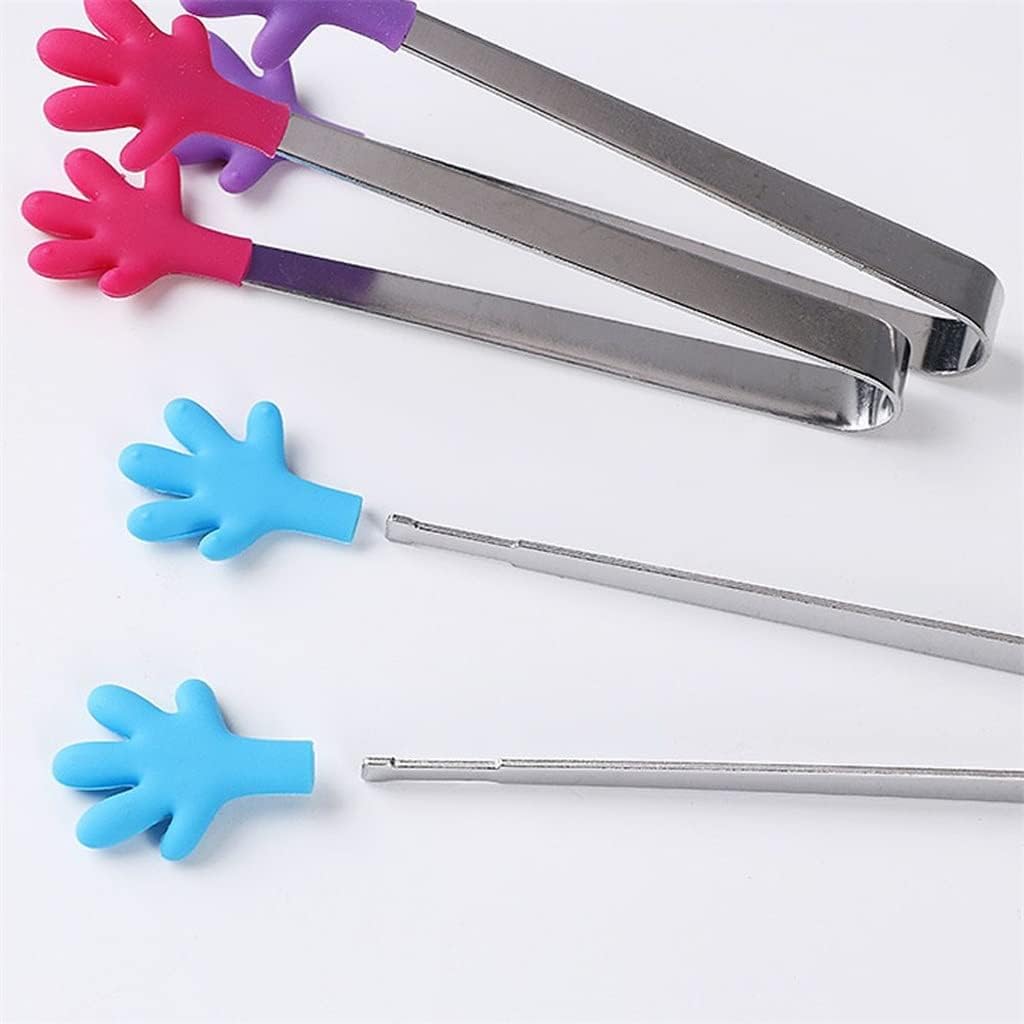 Hand Shape Removable Food Tong Non-slip Stainless Steel Handle Tongs BBQ Clips Kitchen Tools Accessories