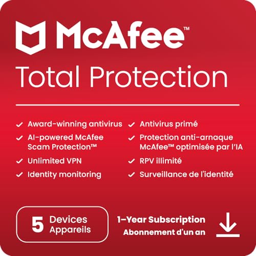 image for McAfee Total Protection 2024 Ready | 5 Device | Cybersecurity Software