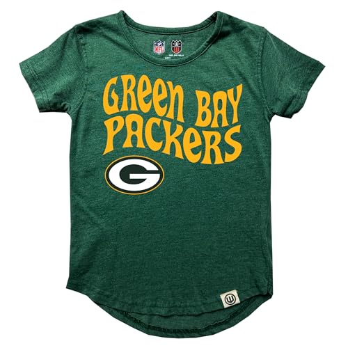 Wes and Willy NFL Girls SS Burn Out Tee Shirt,Green Bay Packers,10,Packers Green