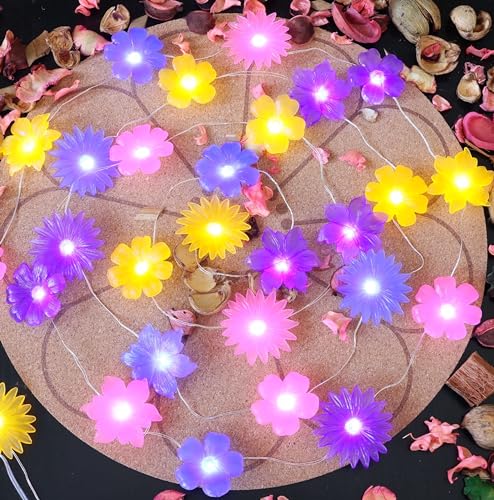 JASHIKA Solar Lights Outdoor Flower String Lights Waterproof Fairy Spring Summer Floral Garden Tree Balcony Yard Fence Plants Decor Night Light 14ft 40 LED. by JASHIKA - Used condition - Image 3