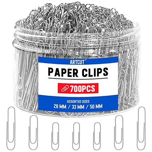 Artcut Lot de 700 Trombones de Tailles Assorties, Trombones pour la paperasse, Trombone pour Les Enseignants, Le Bureau, l'école Cover