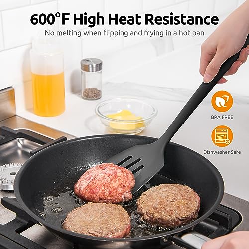 U-Taste OP-EUTN04-M-BK-US 600ºf Heat Resistant Slotted Turner: U-Taste 13.6In Silicone Kitchen Spatula Flipper thumb #2