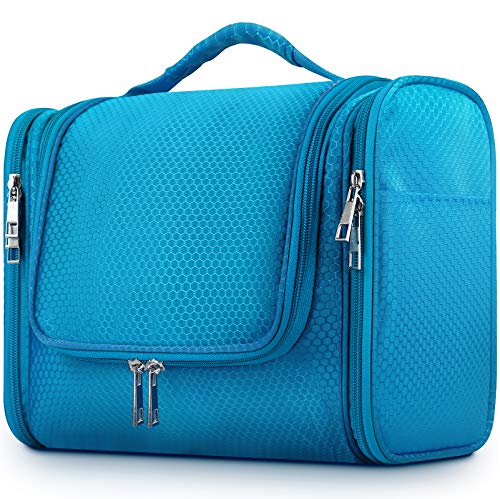 Toiletry Travel Bag,Mossio Classic TSA Approved Luggage Organizer with Metal Hook Light Blue