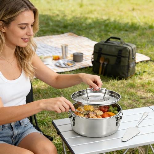 Olla vaporera de acero inoxidable para cocina de hogar y camping 4