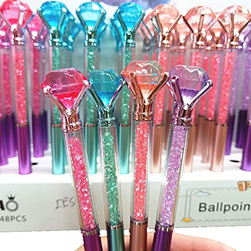 Aiyayi Diamond Pens Pack Of 4 Cute Ballpoint Pens Retractable Ballpoint Pen Gem Pens Rhinestones Crystal Bling Plated Metal Color Blue Gel Ink Office Supplies Gifts For Women (4 Pens)… #TOP6