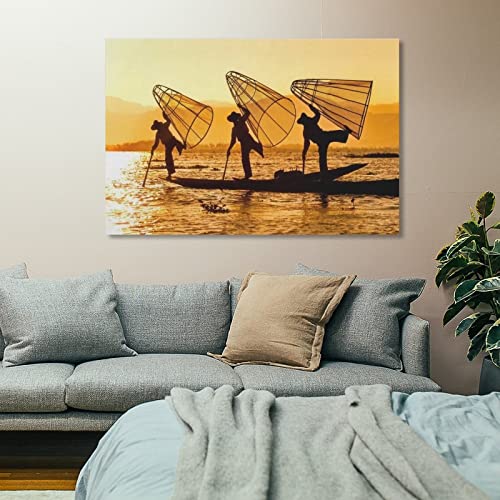 ESyem Posters Vintage Poster Fisherman Fishing Art Fisherman Poster Fishing Poster Canvas Painting Posters And Prints Wall Art Pictures for Living Room Bedroom Decor 12x18inch(30x45cm) Unframe-style