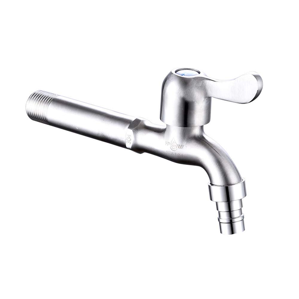 Ghjrthfj One Color Taps, Wall Stainless Steel Cold Water Faucet Bathroom Sink Mop Pool Washing Machine Tap(17Cm)
