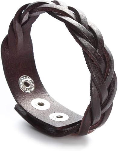 Miniatura 2 de CCBFY Pulsera de cuero genuino trenzada deportiva ancha pulsera punk joyería para hombres y mujeres