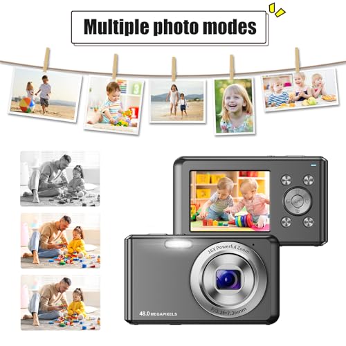DigitalkameraHD-1080P-Fotokamera-Kompaktkamera-mit-32GB-Karte-48MP-Fotoapparat-24-LCD-16X-Digital-Zoom-Digital-Kamera-fur-Teenager-AnfangerSchwarz