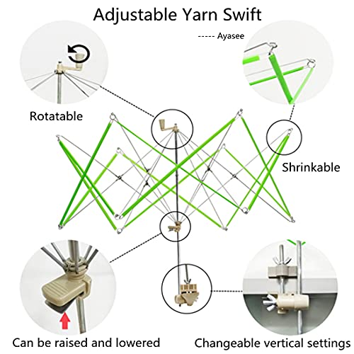 Yarn Swift Yarn Ball Winder Umbrella Knitting Swift Holder for Skeins (Green) - Image 4