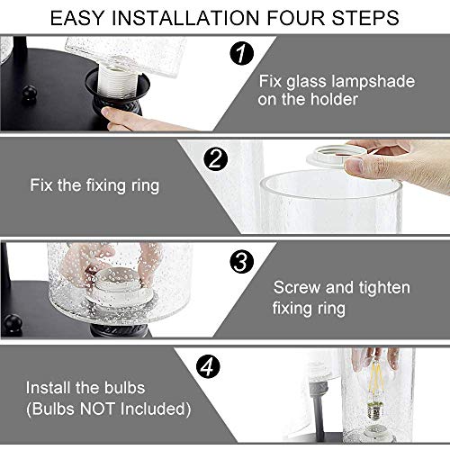 Dllt Semi Flush Mount Ceiling Light Farmhouse, Seeded Glass Chandelier Ceiling Light Fixture With 3-Light For Dining Room, Hallway, Kitchen, Bedroom, Entryway, E26 Base Black #TOP5