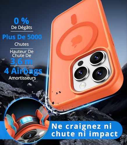 Coque iPhone 15 Pro Max orange avec MagSafe pour sécuriser vos déplacements - 2