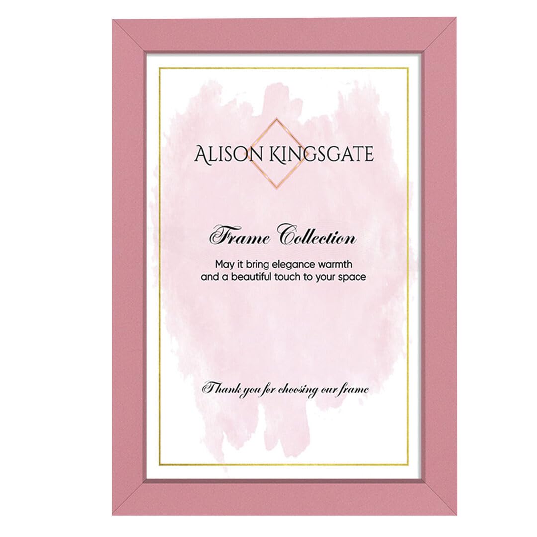 Alison Kingsgate Sleek 9X6 Pink Photo Frame-Engineered Wood Picture Frames with Shatterproof Perspex - Ideal for Certificates & Artwork-Wall Mount or Tabletop - Multiple Sizes & Colours Available