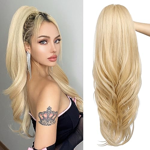 SEIKEA Versatile Drawstring Ponytail Extension, 26" Long Wavy Multi Layered