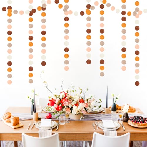 Image of Orange Brown Rose-Gold Party-Decorations Streamers-Garland - 52ft Boho Fall Groovy Birthday Hanging Paper Banner,Autumn Burnt Baby Bridal Showe Neutral Wedding Sunset Bachelorette Decor Hugfond