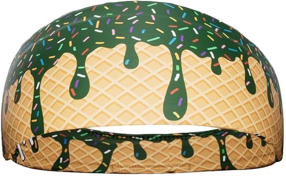 Ice Cream Headband/Sweatband. Best for Sports, Fitness, Working Out, Yoga. Tapered Design. Reversible.