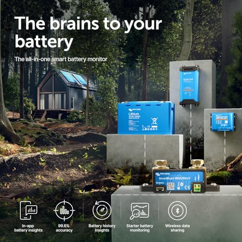 Victron Energy Smart Battery Shunt - Battery Monitor (Bluetooth) - Victron Smart Shunt with Detailed in-app Insights - 6.5V-70V, 500 amp