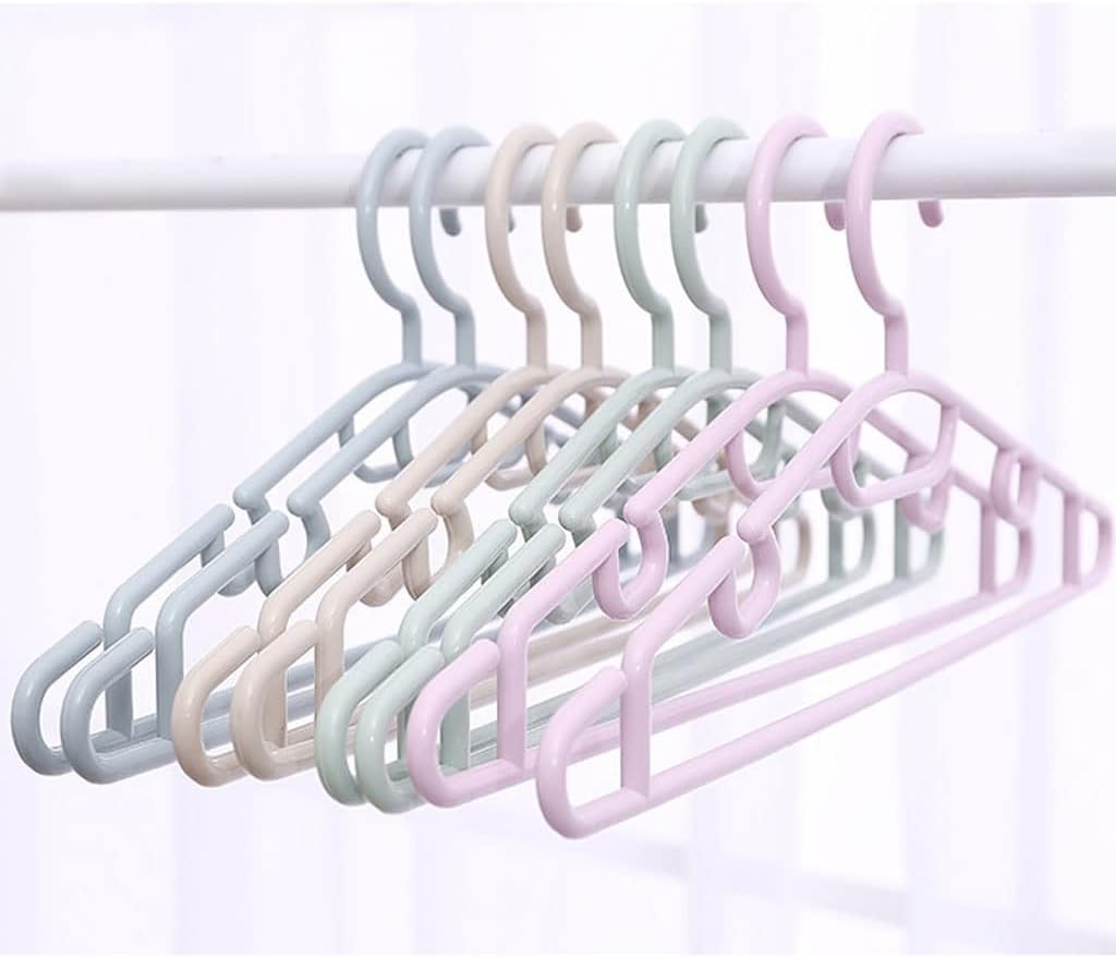 10 Pack Coat Hanger Non-Slip Plastic Household Wardrobe Hanger Shoulder Groove Design(Blue)