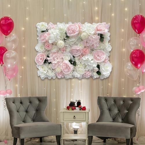 Mur de fleurs en soie rose pour masquer un mur abîmé facilement - 5