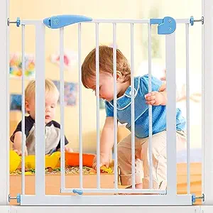 Safe-O-Kid- Pure Metal Baby Safety Gate (75-85 cm), Adjustable, 2 Way Auto Close, Barrier for Stairs, Door and Hallways, Barrier Fence-Blue