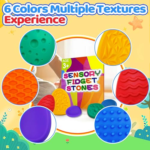 Fidget Classroom Must Have Sensory Toys for Kid Adult 6PC Worry Stone Autism ADHD Christmas Stocking Stuffers School Teacher Counselor Special Education Need Calm Down Quiet Stress Item Anxiety Relief - Image 4