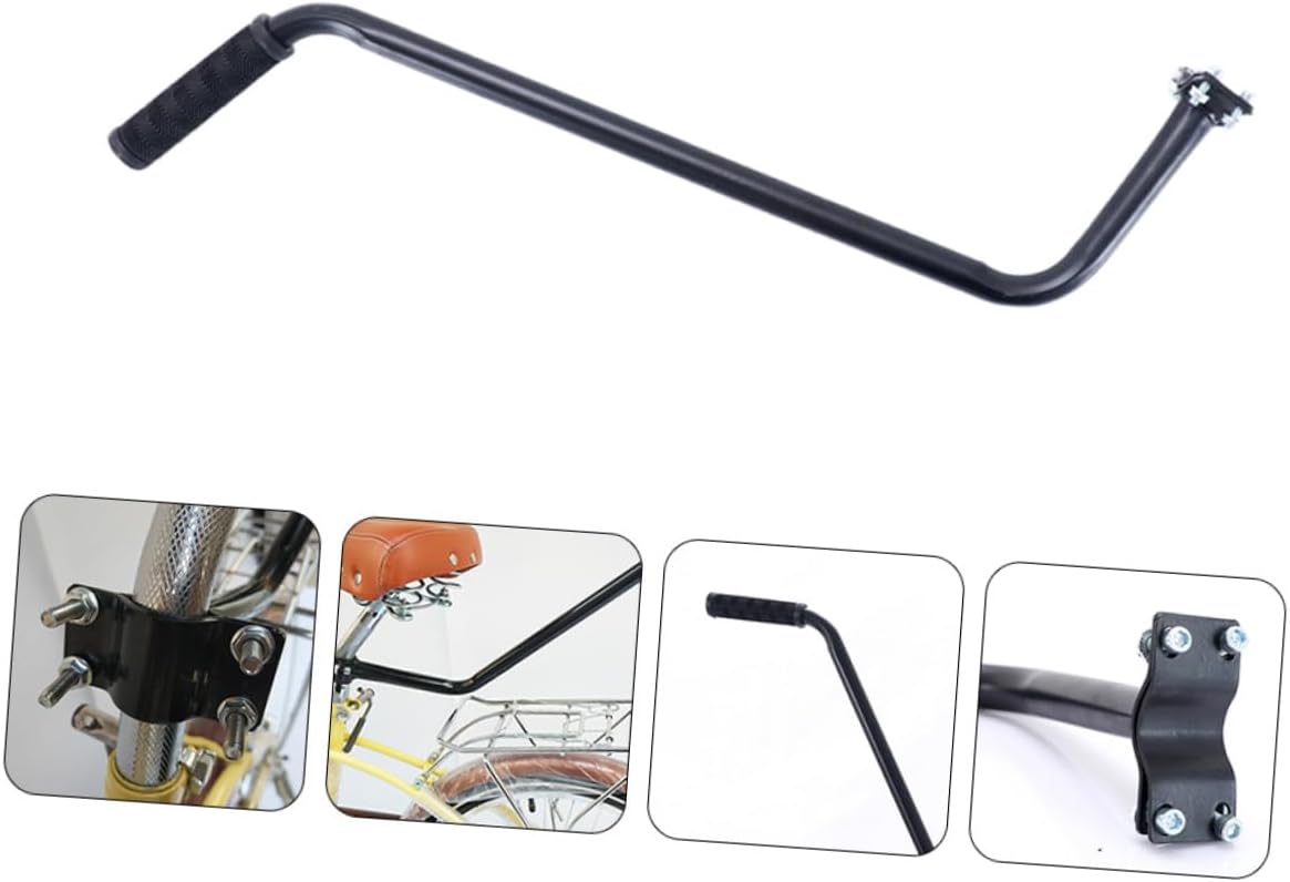 Mikikit Bike Training Safety Handle Push Bar for Learning to Ride Durable Seat Armrest Non Slip Suitable for Bicycles