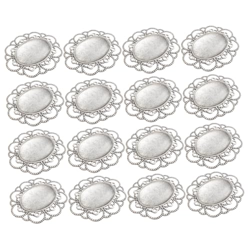 Broche base rétro en alliage avec cabochon en verre WOONEKY pour création DIY x30