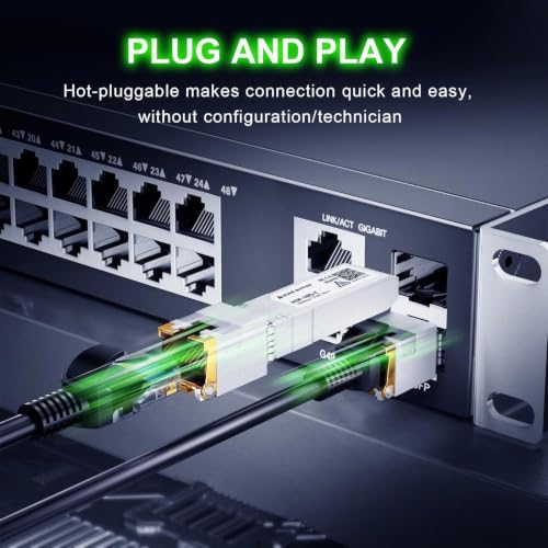 Image of 1.25 /2.5 /5 /10G-T RJ45 30M SFP+ Transceiver 10GBase-T CAT6a /7 Optical Module | for Cisco, Broadcom, Fortinet, Netgear, D-Link, Meraki, Supermicro, MikroTik, F5, QNAP, Mellanox