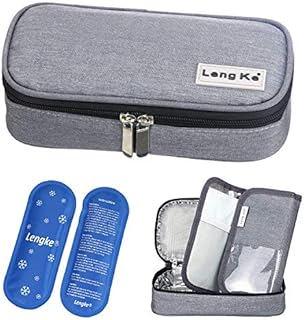 YOUSHARES Insulin Travel Case - Insulated Medication Cooler Travel Bag for Diabetic Insulin Pen and Vials Storage with 2 Cooling Ice Packs (Grey)