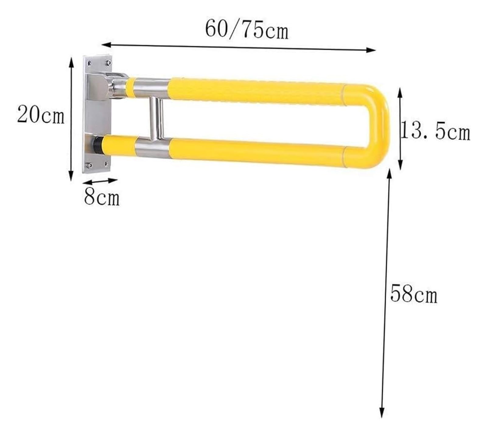 Barras de agarre de seguridad, barandillas de acero inoxidable, barra de ducha de baño, soporte antideslizante sin barreras, 75 cm