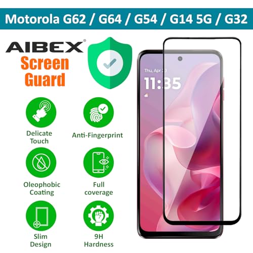 Image of AIBEX Military-Grade Tempered Glass Screen Protector Compatible for Motorola Moto G34 5G / Motorola Moto G45 5G with Edge to Edge Coverage and Easy Installation kit