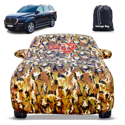 Image of Premium Car Cover for Mahindra Rexton Model | Waterproof, UV & Dust Protection | Mirror & Antenna Pocket | Triple Stitched, Soft Inner Lining, Belt & Buckle (Jungle Print)