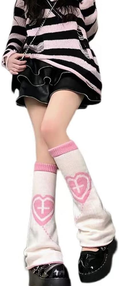 BLESSIBLESSI Women's Y2k Kawaii White Black Leg Warmers Japanese Leg Warmer Gothic Harajuku Cute socks