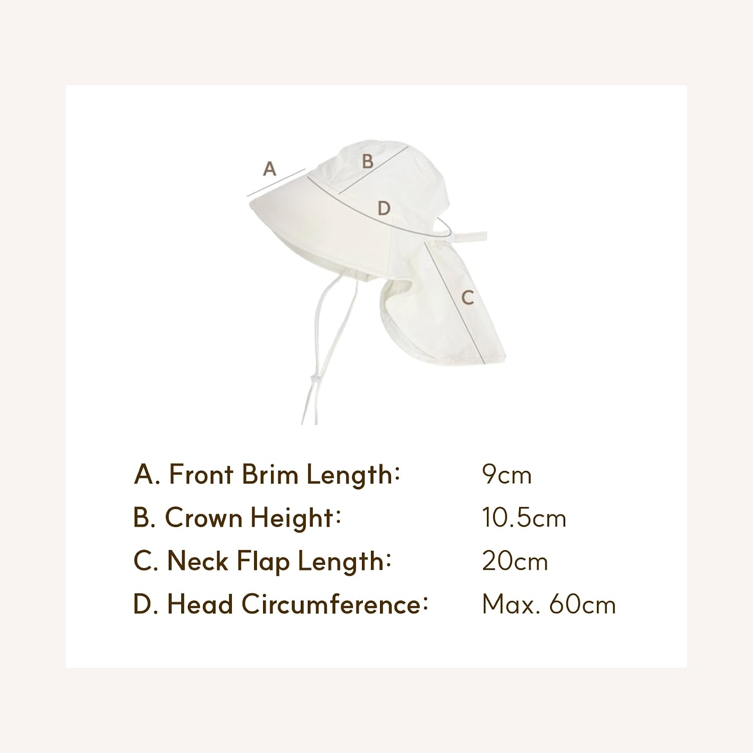 Kids Quick Dry Sun Hat UPF 50+ with Adjustable Neck Flap & Chin Strap, Wide Brim UV Protection Beach & Swim Hat for Toddlers Girls & Boys, Made in Korea Ivory