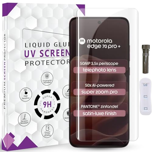Image of Advanced HD+ UV Tempered Glass Screen Protector For Motorola Edge 70 Pro Plus (6.78 Inch, Pack of 1) Full Adhesive UV Curved Screen Guard, Case Friendly with installation kit & Guide