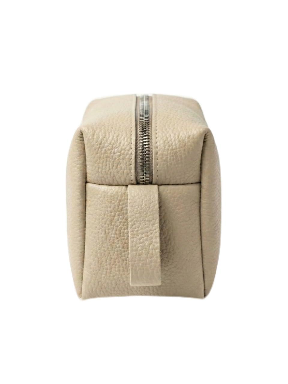 Deri Erkek Bakım Çantası Seyahat Organizeri – Tıraş Çantası, Kişisel Bakım ve Kozmetik Düzenleyici, Fermuarlı Geniş Hacimli Dopp Kit Siyah (Bej)