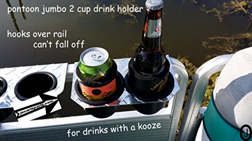 Jumbo 2 Cup Drink Holder Fits 1 1/4 Inch Pontoon Boat Fence Rail #TOP2
