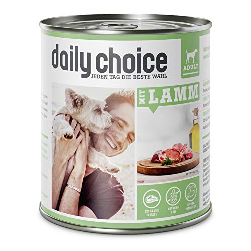 daily choice - 12 x 800 g - Nassfutter für Hunde - getreidefrei - Mit Lamm - 70% Frischfleisch- und Innereienanteil Optimale Verträglichkeit