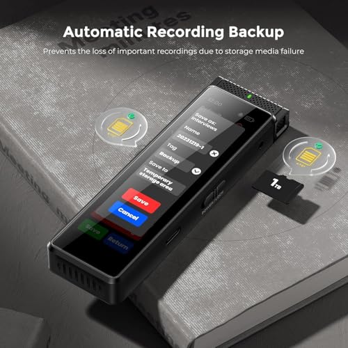 Image of Innioasis 136GB Voice Recorder Device with Playback, Full Touchscreen Audio Recording Device with AI Intelligent Transcription and Bluetooth, Voice Recorder Mic and Voice Activated Recorder (Black)