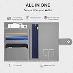 Genuine Leather Passport Holder, RFID Blocking Travel Wallet for Men/Women, Stylish Passport Cover with Airtag Slot, Durable Passport Wallet case travel essentials (Gray) - Image 2