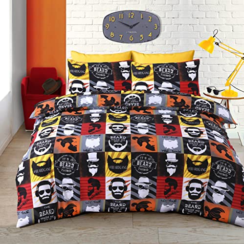 Velosso Soft Microfibre Duvet Double, King Size Cover with Pillow cases - Bedding Quilt Cover Set (King, Beard)