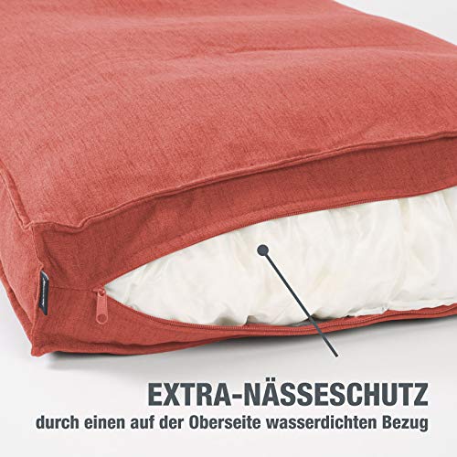 JAMAXX Premium Hundekissen Orthopädisch Memory Foam, Leinen Bezug Waschbar, Nässeschutz Wasserabweisend - Kuschelig Weich, Visco Elastische Kissenfüllung, Hundebett PDB1005,65x50 (S) Terracotta