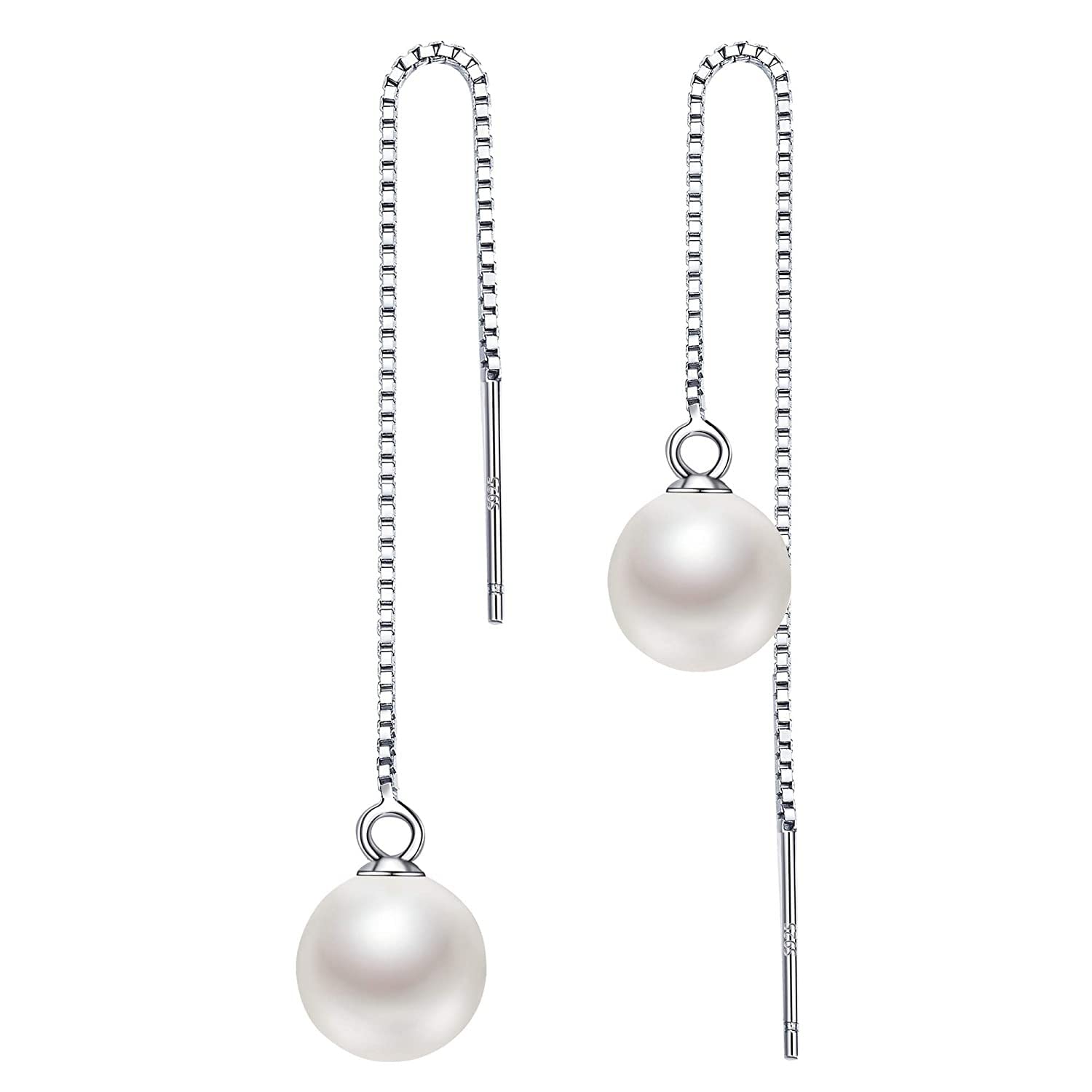 Nilus Collection Silver Plated Pearl Long Threader Tassel Chain Drop Danglers Earrings | Accessories Jewellery | Birthday & Valentine Gift for Girls (Silver & White) (B0C1KW6VGV) Amazon Price History, Amazon Price Tracker