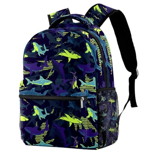 Sac de voyage décontracté motif requins grunge - Sac à dos d'école pour ados et adultes