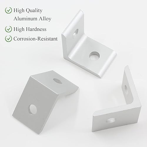 Miniatura 3 de 10 piezas 2020 soporte de esquina interior, conector de soporte de aluminio en forma de L de 2 agujeros para perfil de extrusión de aluminio 2020,