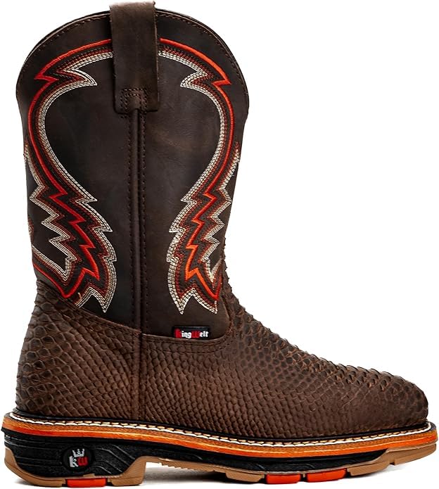 King Welt KW-Venom Exotic Python Print 10" Men's Leather Western Work Boot, Soft Toe, Square Toe Slip resistant3